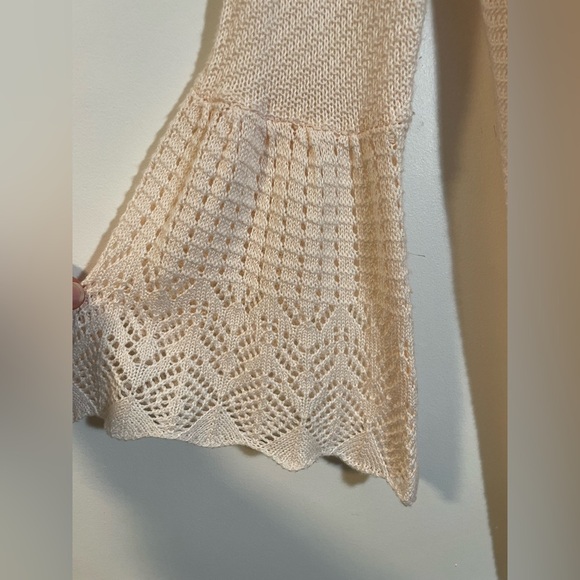 LC Lauren Conrad Bell-Sleeve Pointelle Knit Open Front Cardigan Pink Size Medium - Picture 4 of 10